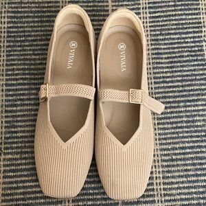 VIVAIA Beige Mary Jane Flats